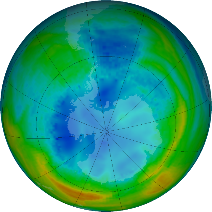 Antarctic ozone map for 12 August 2004